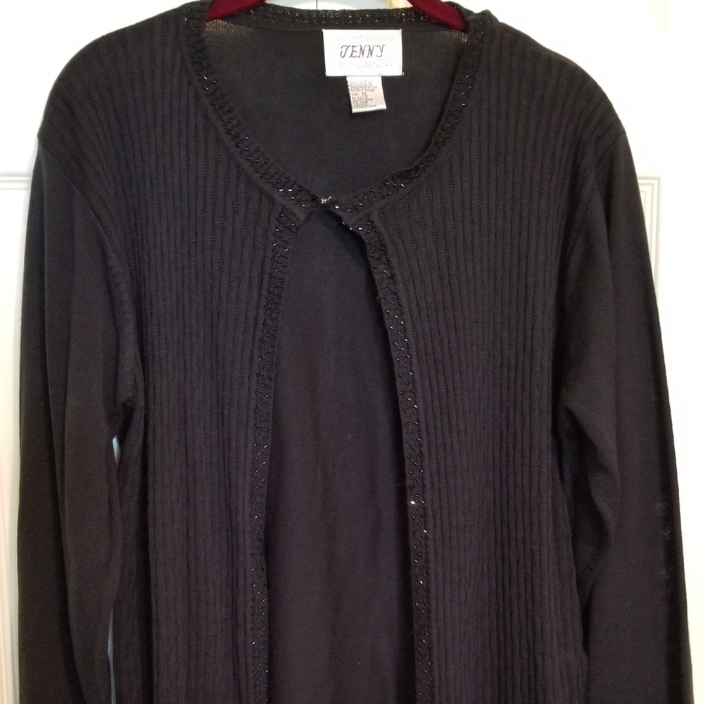 Cardigan sweater with beaded trim